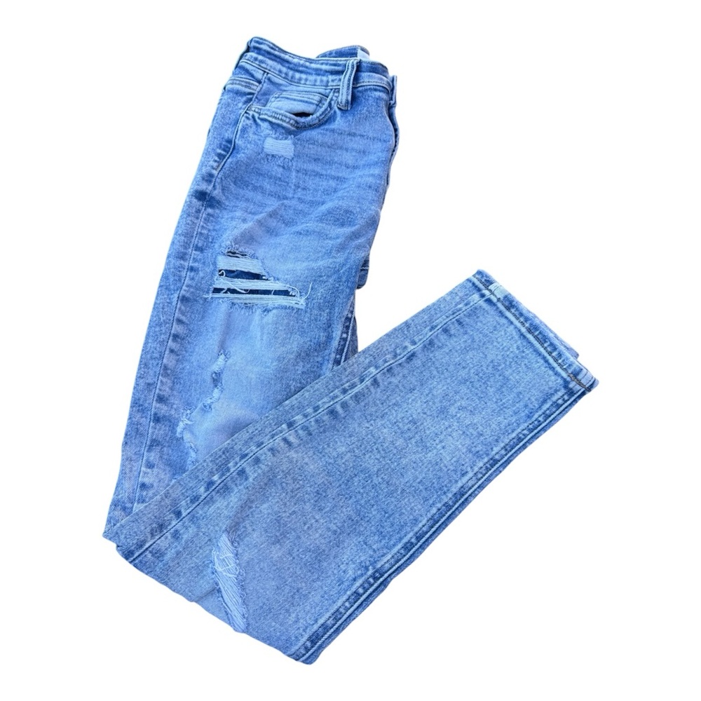 Buckle Bridge by Gly Skinny Jeans Women's 29 Light Wash Mid Rise Distressed